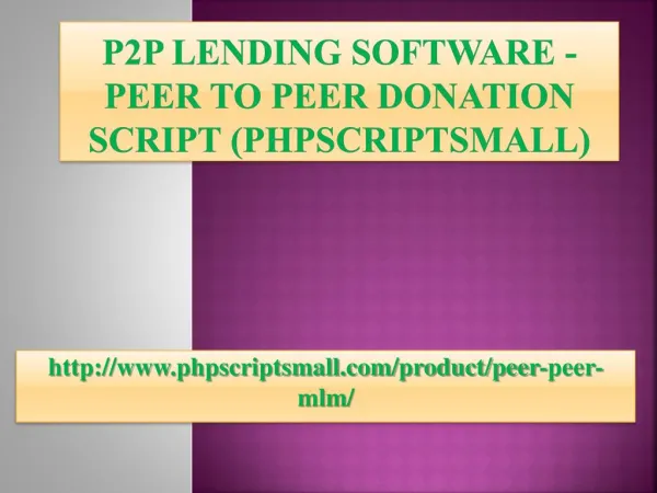 P2p lending software - peer to peer donation script