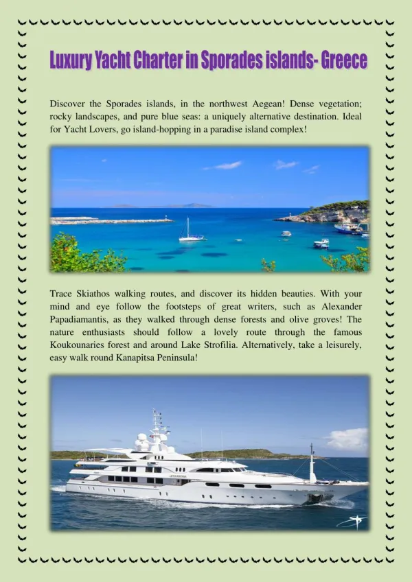 Luxury Yacht Charter In Sporades Islands
