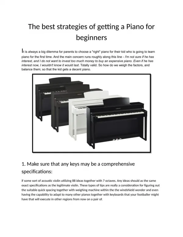 The best strategies of getting a Piano for beginne