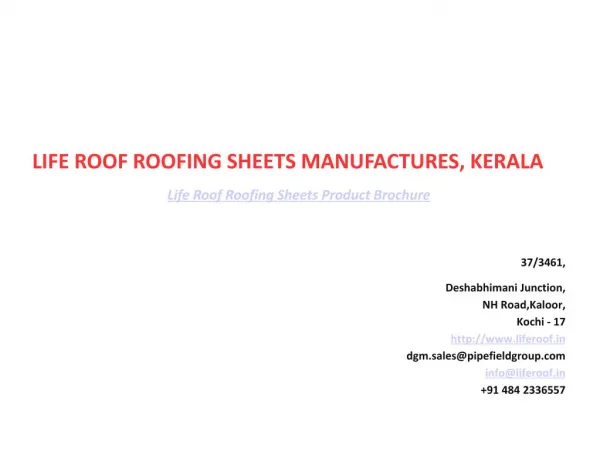 Life Roof Roofing Sheets Kerala Product Brochure
