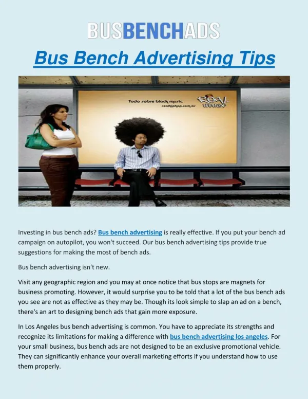 Bus Bench Advertising Tips