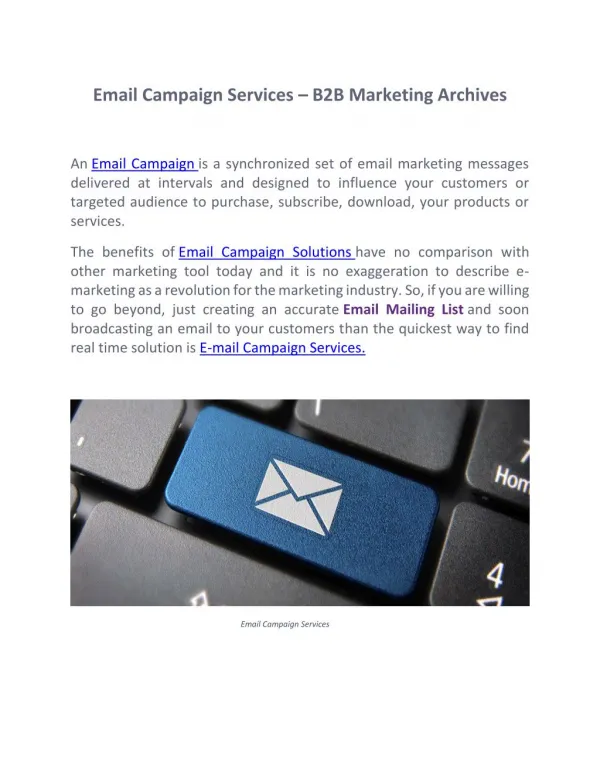 Email Campaign Services – B2B Marketing Archives