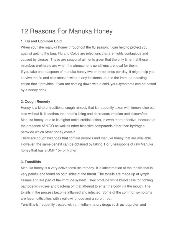 12 Reasons For Manuka Honey