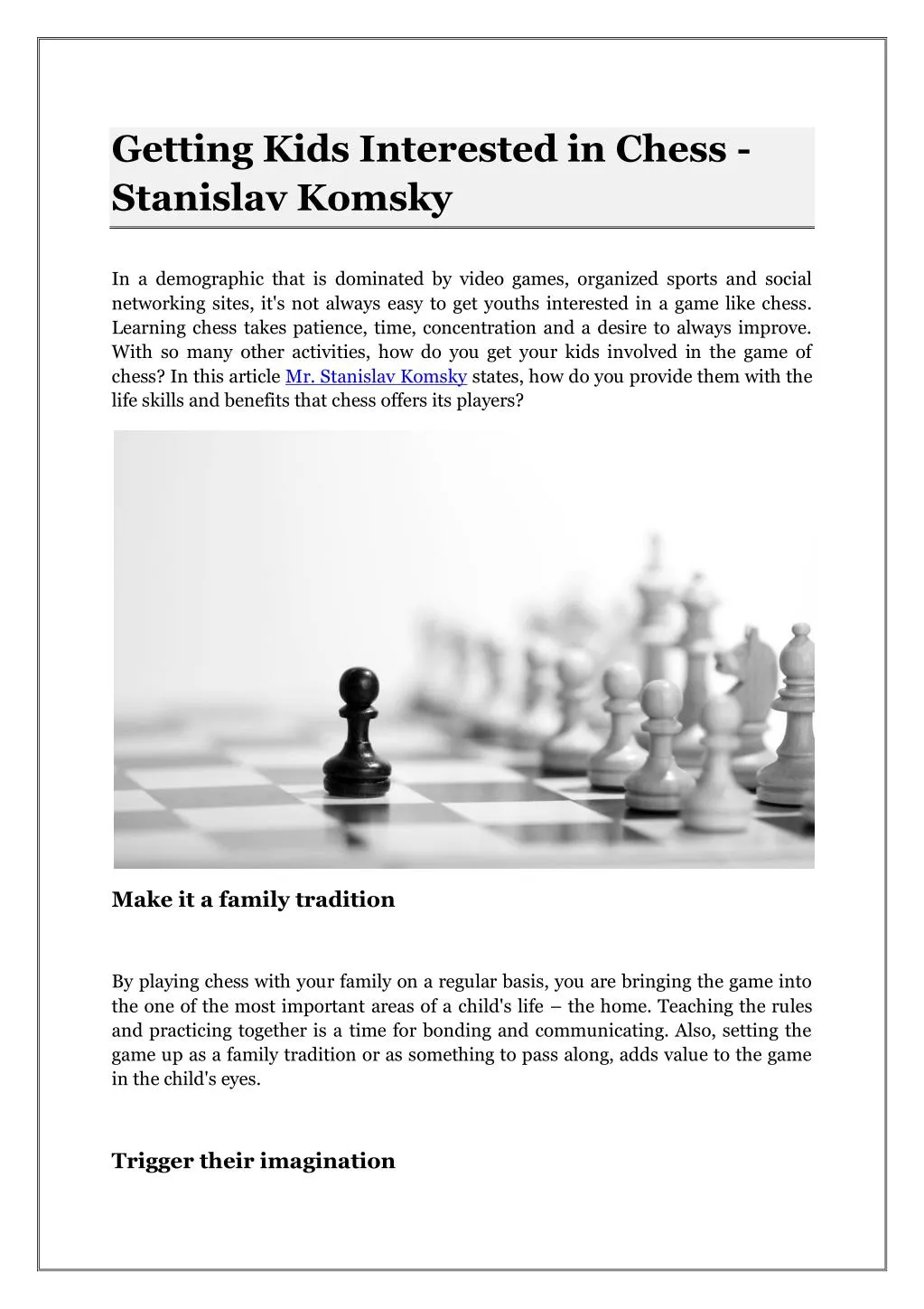 getting kids interested in chess stanislav komsky