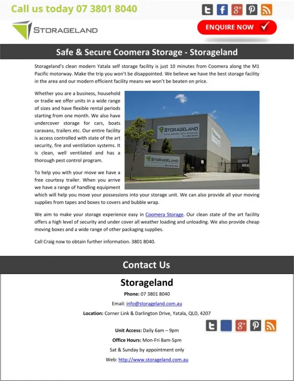 Safe & Secure Coomera Storage – Storageland