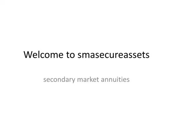 Secondary Market Annuities