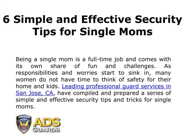 6 Simple and Effective Security Tips for Single Moms