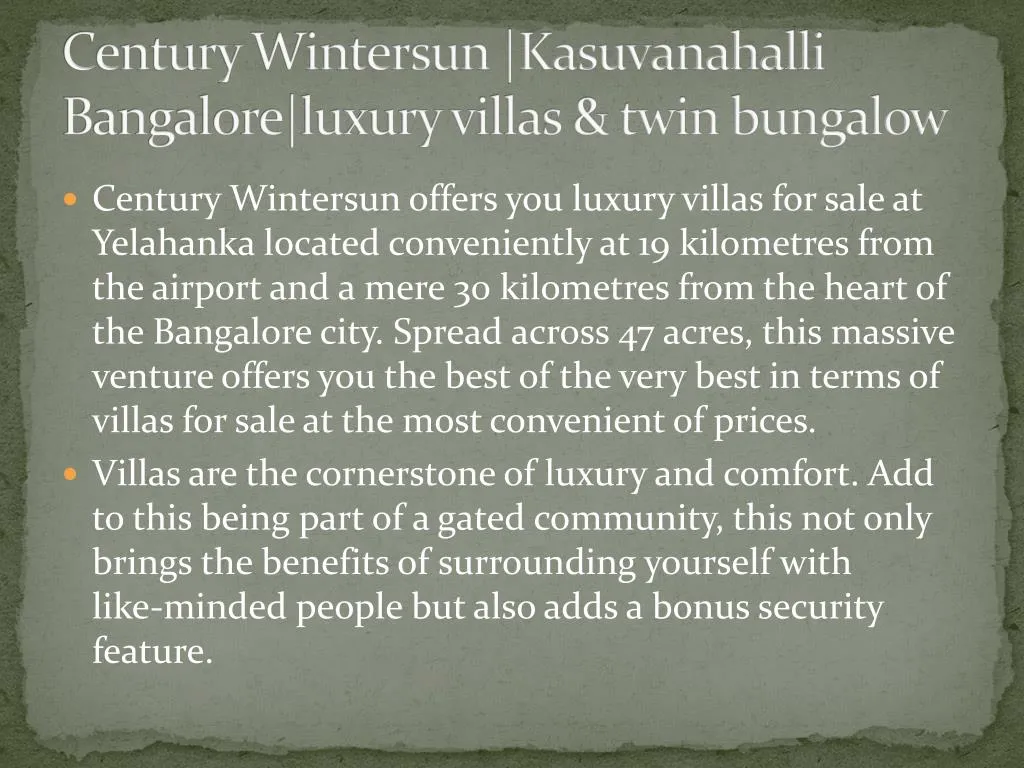 century wintersun kasuvanahalli bangalore luxury villas twin bungalow