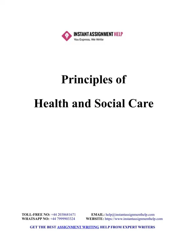 Principles of Health and Social Care Sample Assignment
