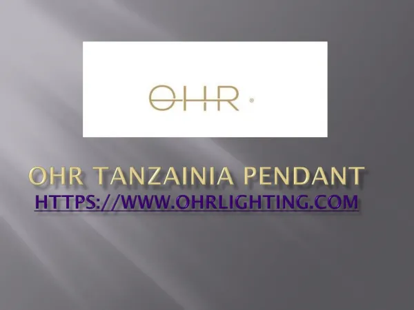 OHR Tanzainia Pendant Lighting