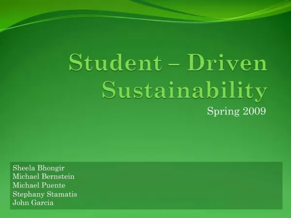 Student Driven Sustainability