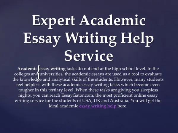 Academic Essay Help - Get Help with Academic Essay Writing by Academic Essay Writers