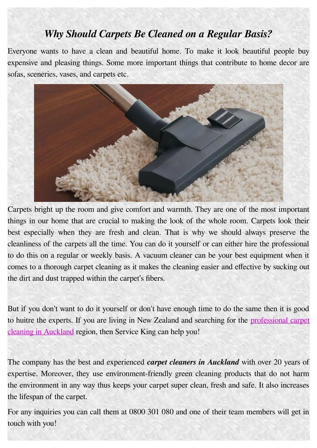 why should carpets be cleaned on a regular basis