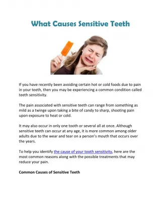 What Causes Sensitive Teeth - slide 1