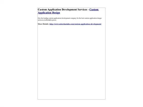 Custom Application Development Services - Custom Application Design