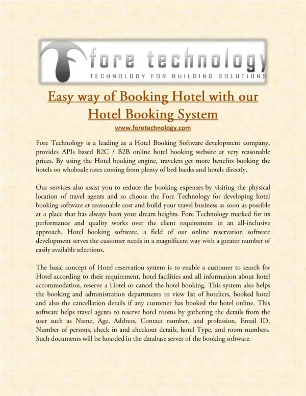 Easy way of Booking Hotel with our Hotel Booking System
