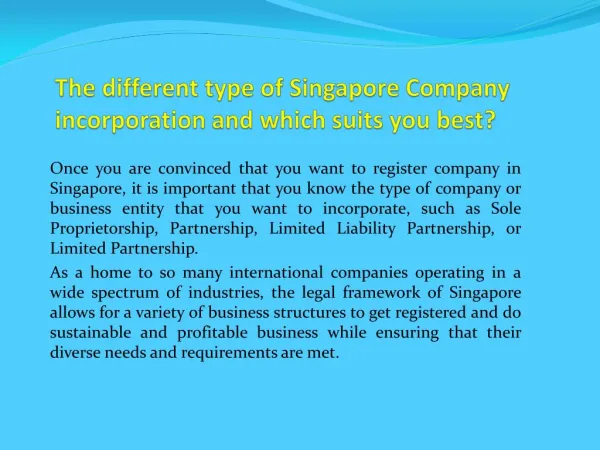 Different types of companies and which Singapore company incorporation is best