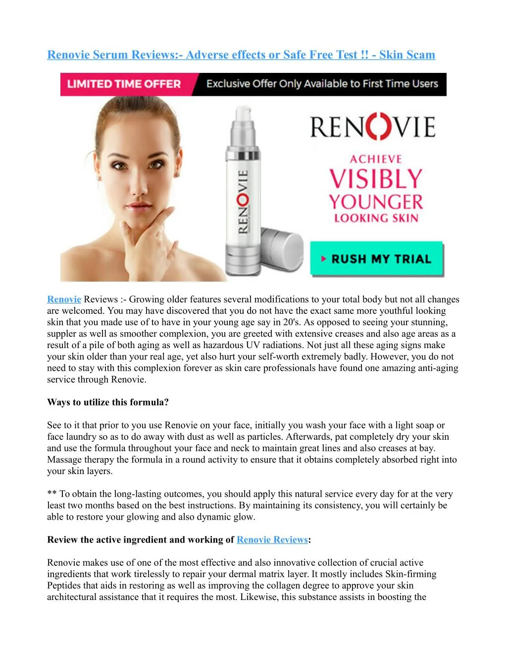 renovie serum reviews adverse effects or safe