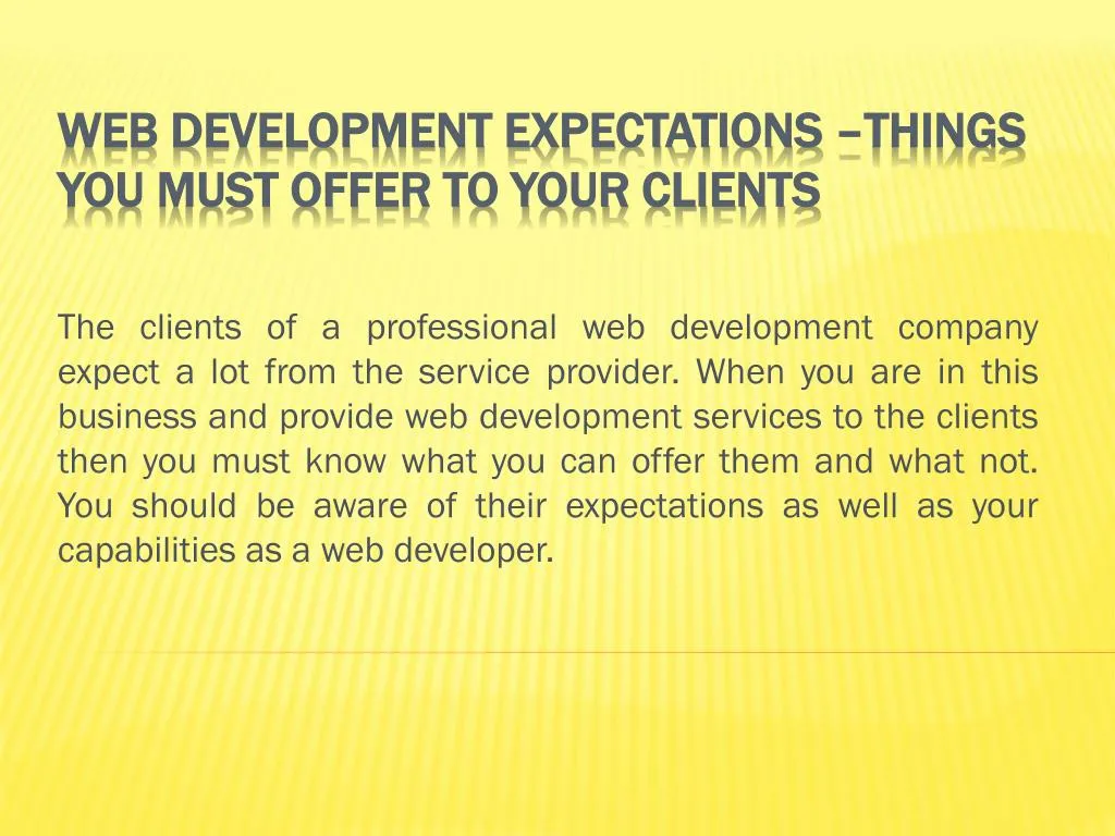 web development expectations things you must offer to your clients