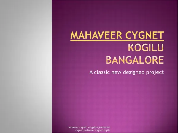 Mahaveer cygnet bangalore 3 BHK flats