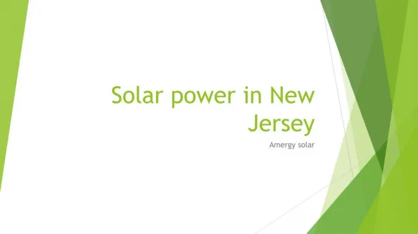 Solar Power in New Jersey