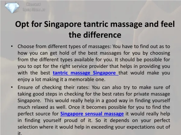 Opt for singapore tantric massage and feel the difference