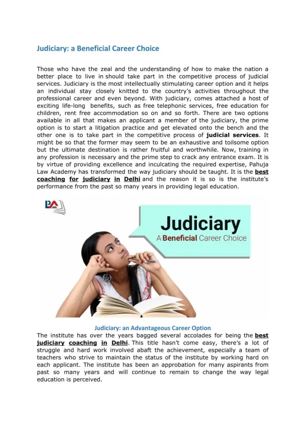 Judiciary: a Beneficial Career Choice