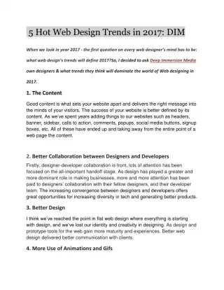 5 Hot Web Design Trends in 2017 - slide 1