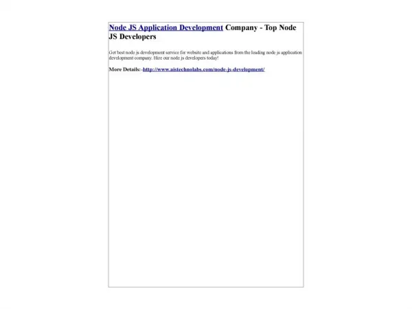 Node JS Application Development Company - Top Node JS Developers