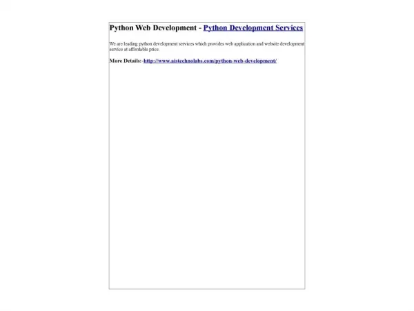 Python Web Development - Python Development Services