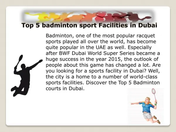 Top 5 badminton sport Facilities in Dubai