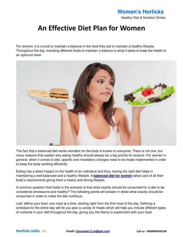 An effective diet plan for women