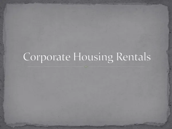 Corporate Housing Rentals