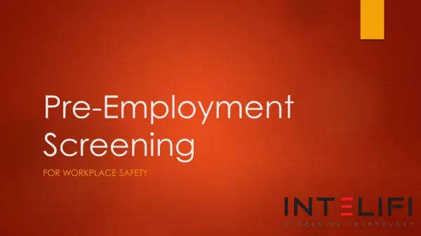 Pre-Employment Screening for workplace safety