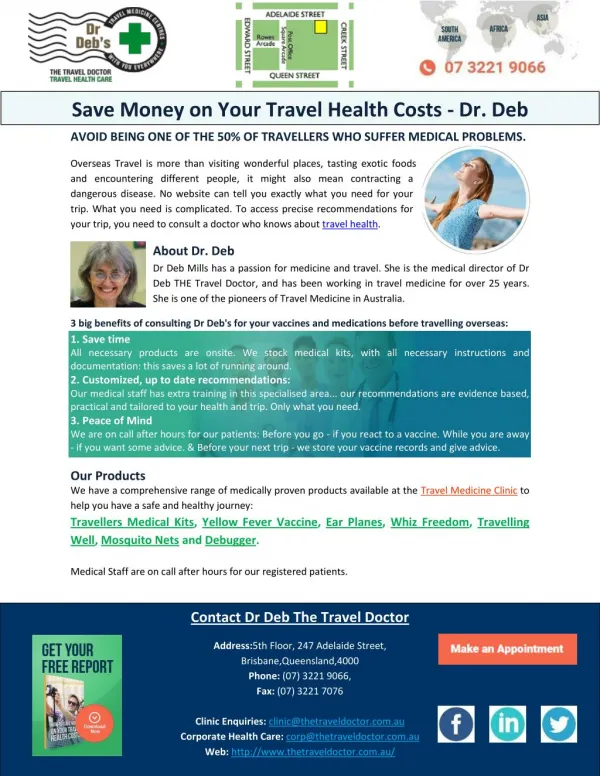 Save Money on Your Travel Health Costs - Dr. Deb