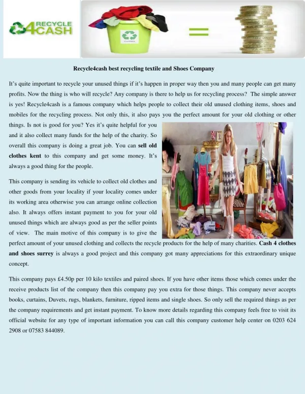 Recycle4cash best recycling textile and Shoes Company