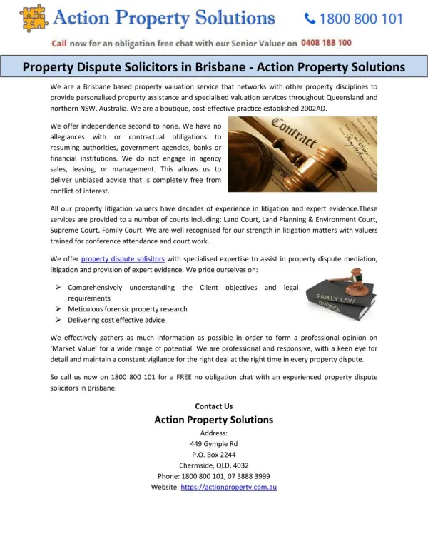 Property Dispute Solicitors in Brisbane - Action Property Solutions