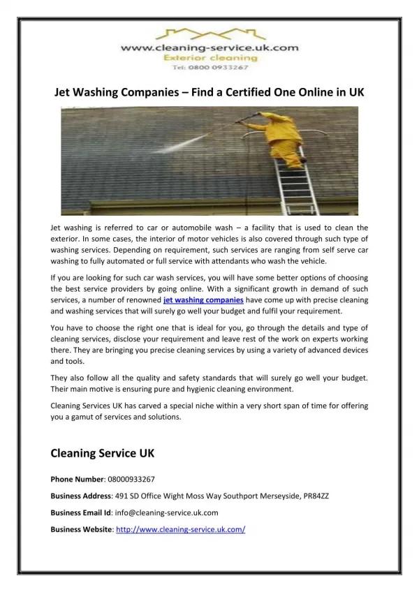 Jet Washing Companies – Find a Certified One Online in UK
