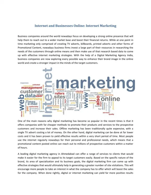 Internet and Businesses Online: Internet Marketing