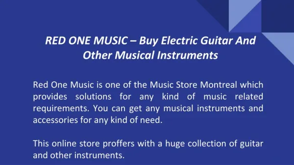 RED ONE MUSIC – Buy Electric Guitar And Other Musical Instruments
