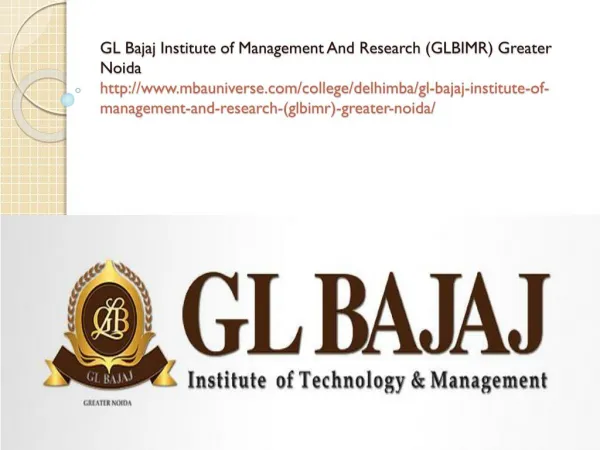 GL Bajaj Institute of Management And Research (GLBIMR) Greater Noida