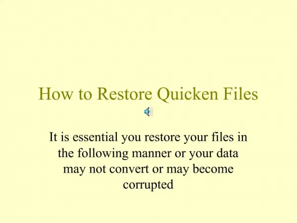 How to Restore Quicken Files