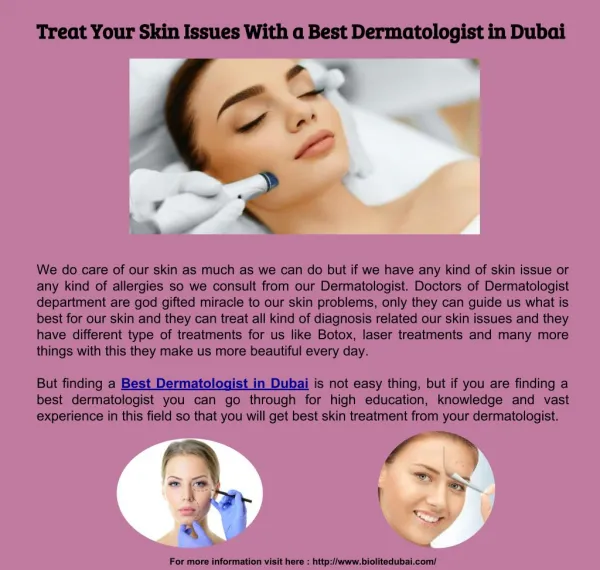 Treat Your Skin Issues With a Best Dermatologist in Dubai