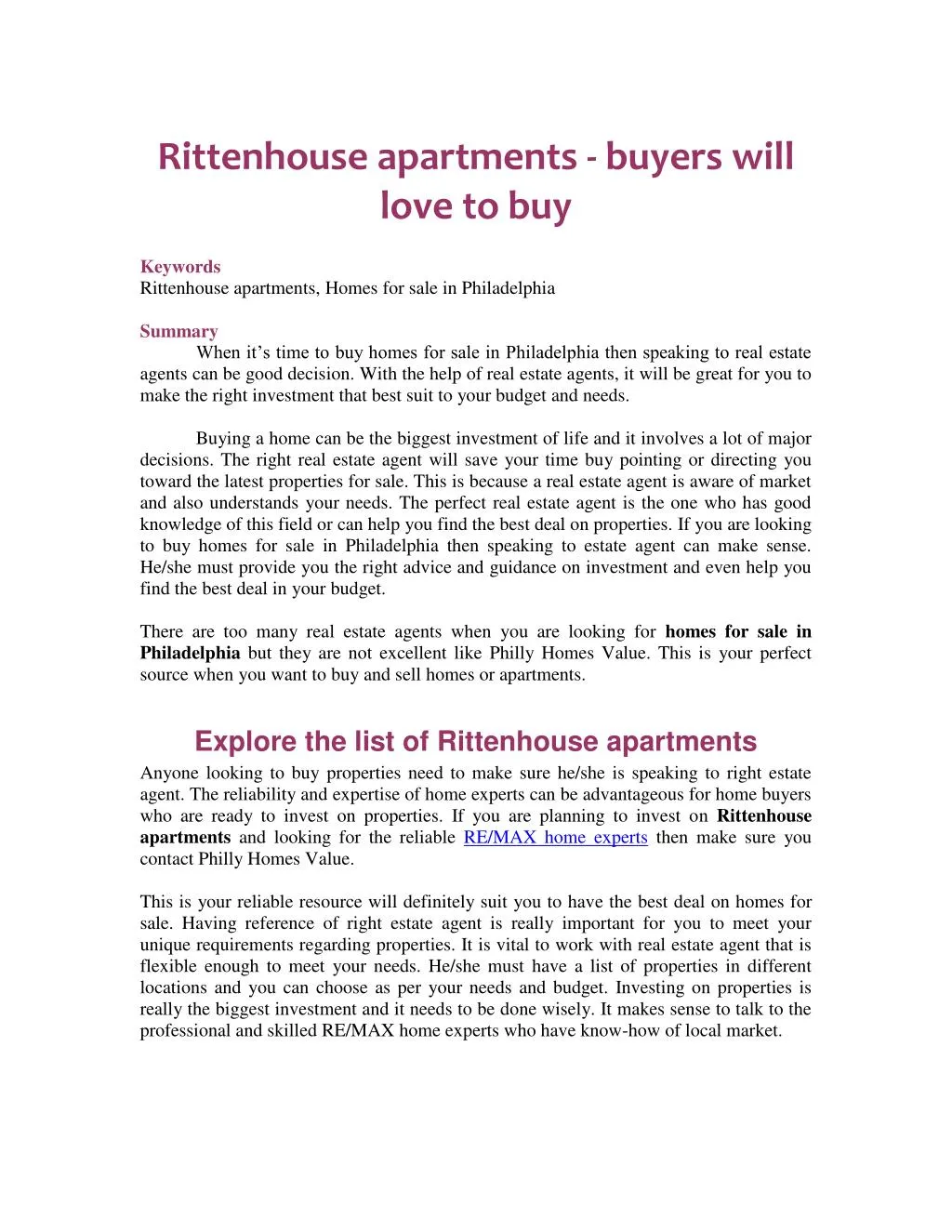 rittenhouse apartments buyers will love to buy