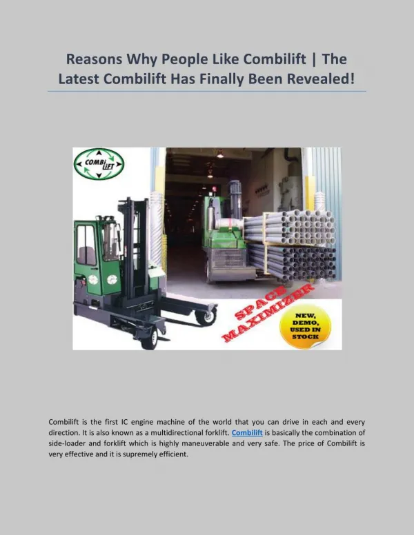 Reasons Why People Like Combilift | The Latest Combilift Has Finally Been Revealed!