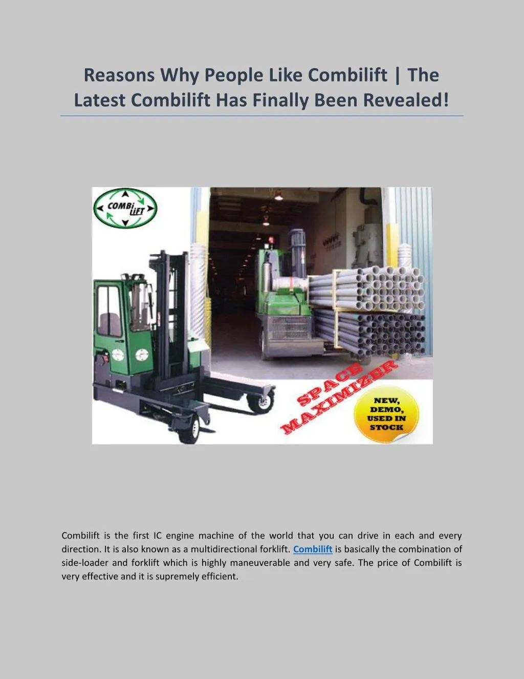 reasons why people like combilift the latest