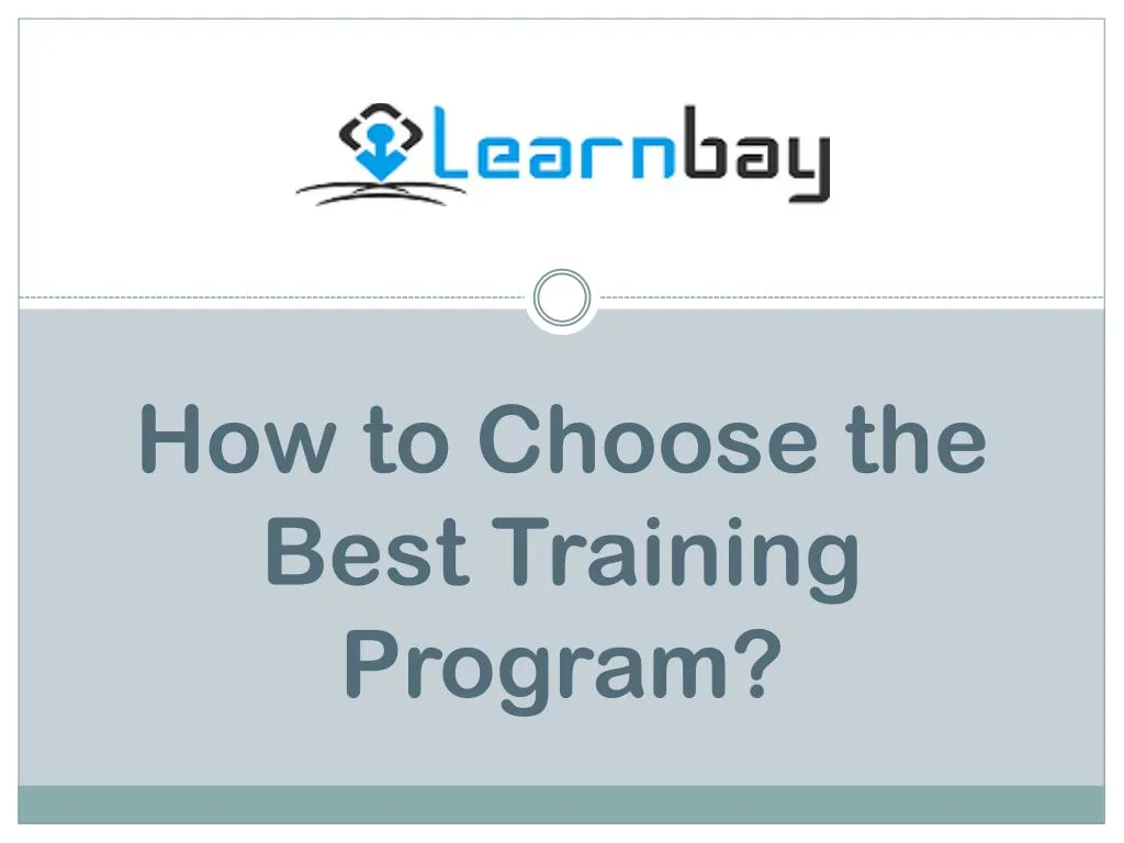 how to choose the best training program