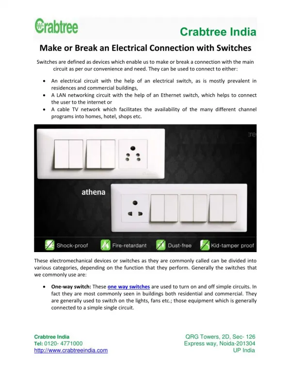 Make Or Break An Electrical Connection With Switches