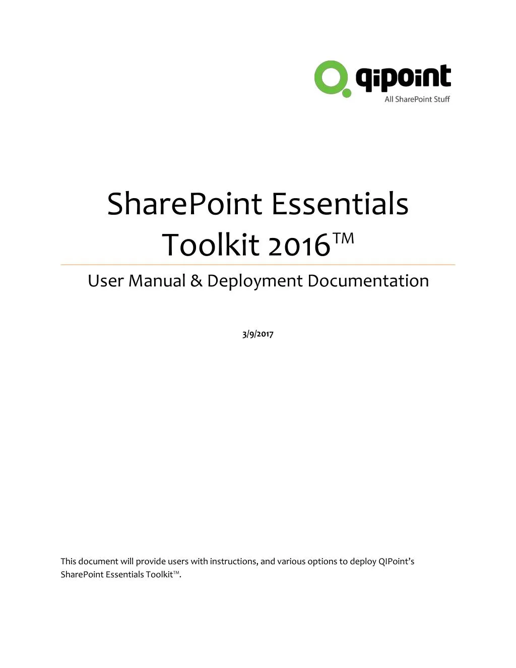 sharepoint essentials toolkit 2016 user manual