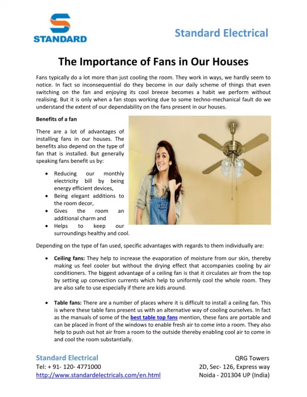The Importance Of Fans In Our Houses